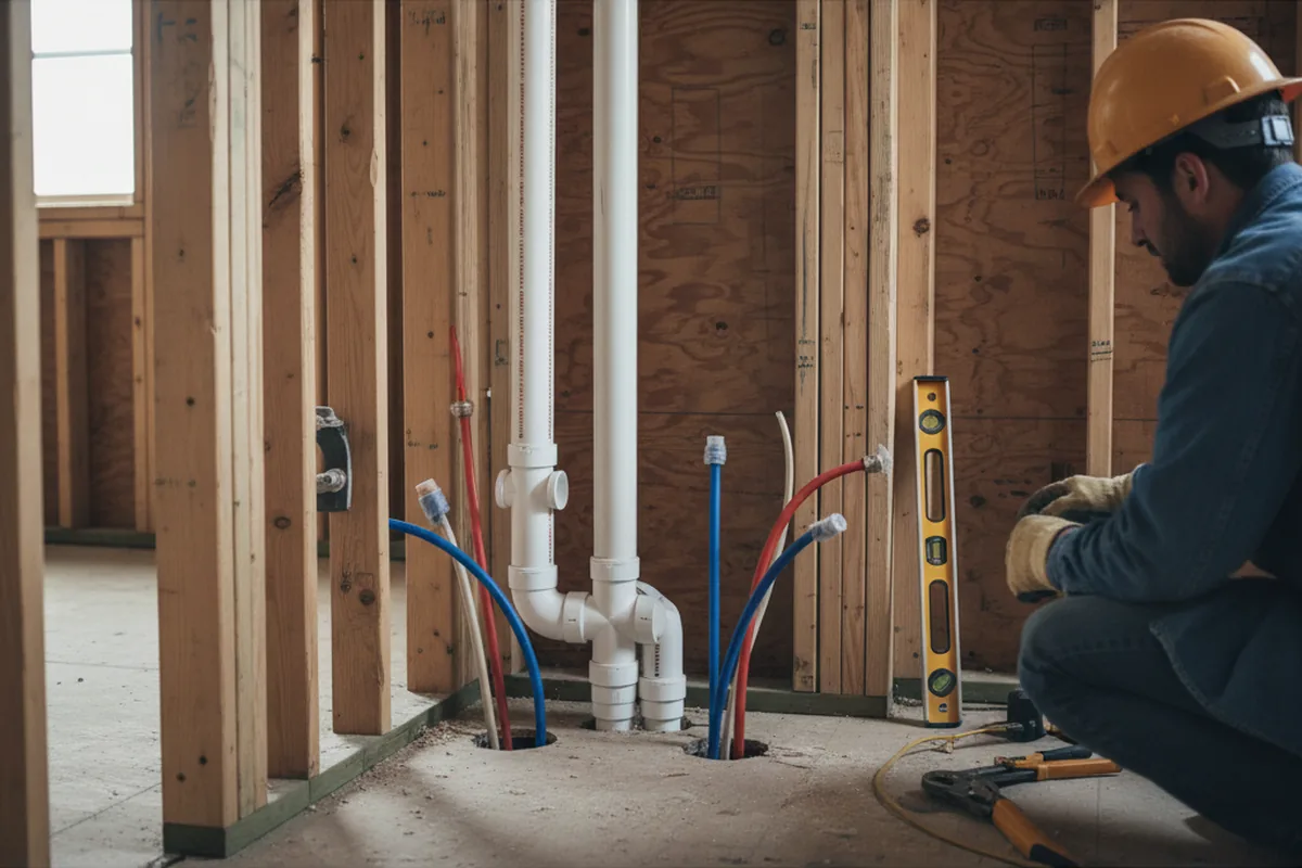 Drain and supply rough-in during Leak Detection in Springs